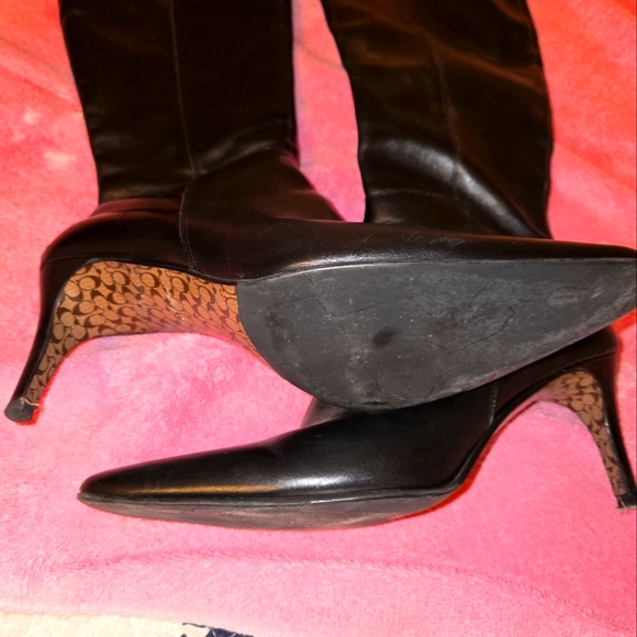 Coach Kneehigh Black Leather Boots - Picture 1 of 3